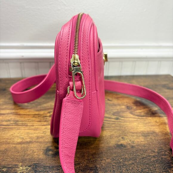 Talbots Crossbody Bag Purse Pink Pebbled Leather Small Spring Summer Classic - Picture 11 of 13